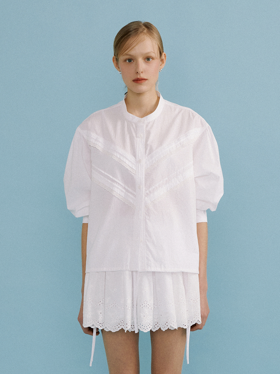 1st_Spring Lace Tunnel Blouse (White)